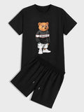Mens Summer Shorts + T-Shirt Set - SS45 - Black Black