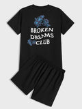 Mens Summer Shorts + T-Shirt Set - SS71 - Black Black