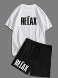 Mens Summer Shorts + T-Shirt Set - SS39 - White Black