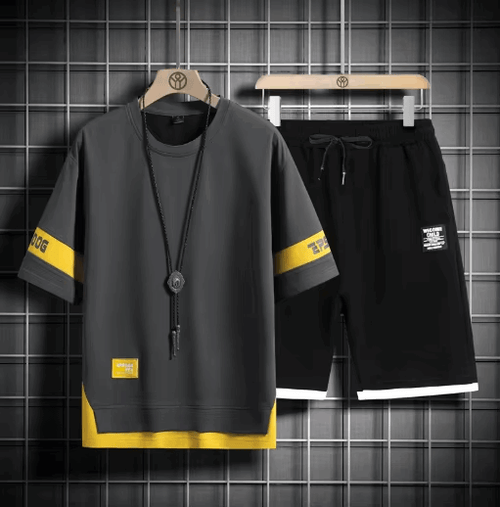 Buy 1 Get 1 Free Men's Summer Set Casual Sports Suit Tracksuit - Short Sleeves T-Shirt  871
