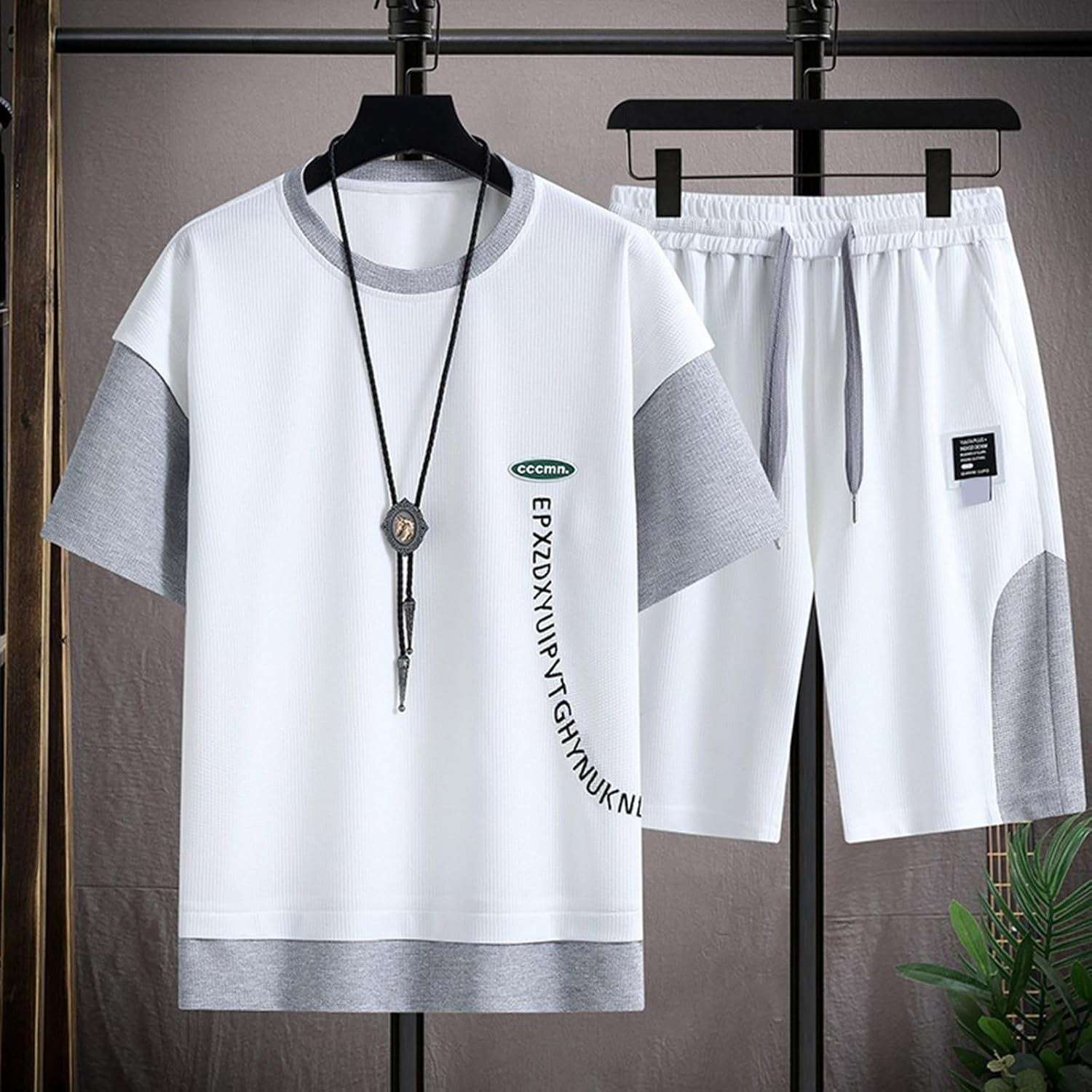 Buy 1 Get 1 Free Men's Summer Set Casual Sports Suit Tracksuit - Short Sleeves T-Shirt  897