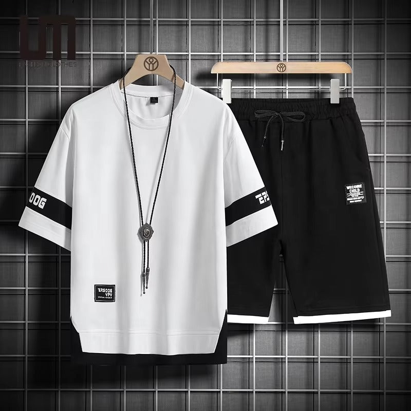 Buy 1 Get 1 Free Men's Summer Set Casual Sports Suit Tracksuit - Short Sleeves T-Shirt  901