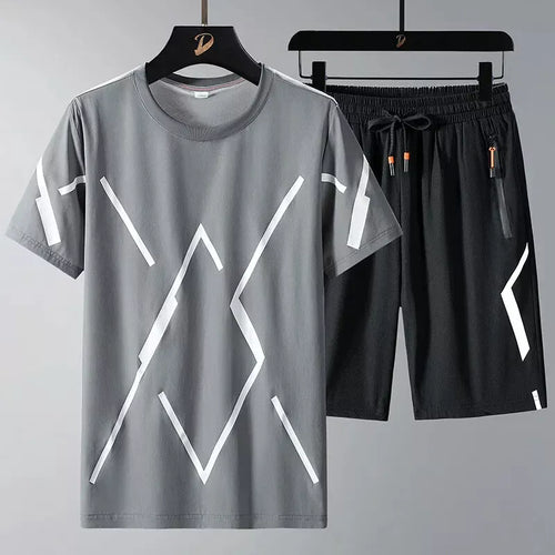 Buy 1 Get 1 Free Men's Summer Set Casual Sports Suit Tracksuit - Short Sleeves T-Shirt  882