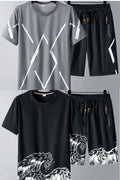 Buy 1 Get 1 Free Men's Summer Set Casual Sports Suit Tracksuit - Short Sleeves T-Shirt  882