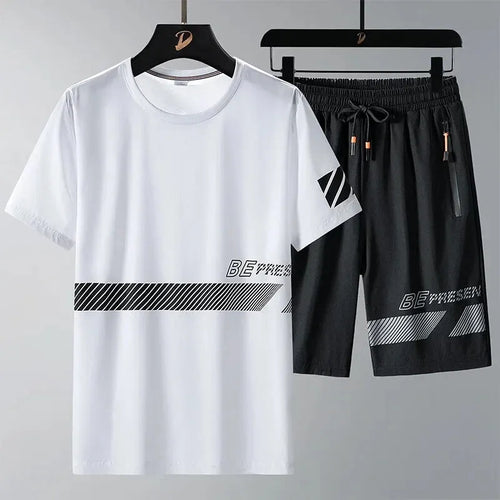 Buy 1 Get 1 Free Men's Summer Set Casual Sports Suit Tracksuit - Short Sleeves T-Shirt  881