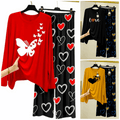 Pack of 3 Women’s Summer Loungewear Sets – Printed T-Shirts & Trousers Women's Summer Suit 878