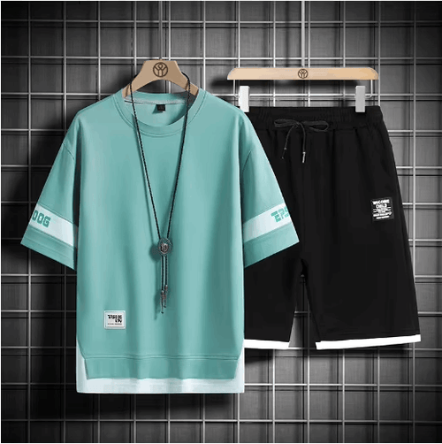 Buy 1 Get 1 Free Men's Summer Set Casual Sports Suit Tracksuit - Short Sleeves T-Shirt  886
