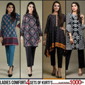 Pack of 4 Women's Summer Cotton Kurtis - 50% Off Sale - 1033469