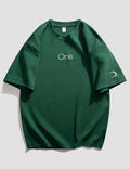 Men's One Letter Printed Round Neck Drop Shoulder.