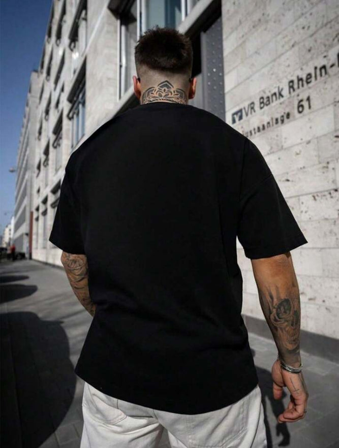 Men's Faith Over Fear Letter Printed Round Neck Drop Shoulder.