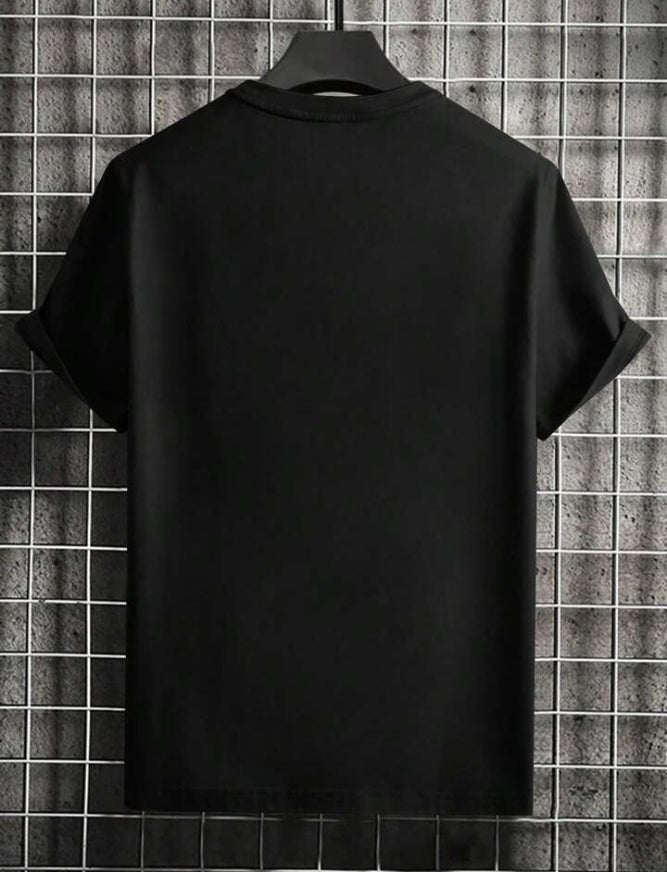 Men's Gold Letter Printed Drop Shoulder
