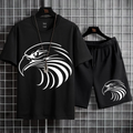 Mens Summer Shorts + T-Shirt Set - SS4 - Black Black