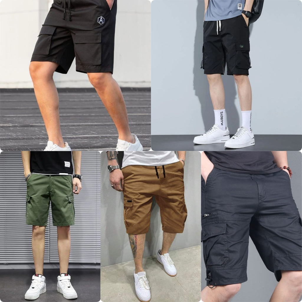 Pack of 5 Cotton Shorts for Men – Breathable Summer Wear with Elastic Waist & Drawstring | Multi-Color | 7644