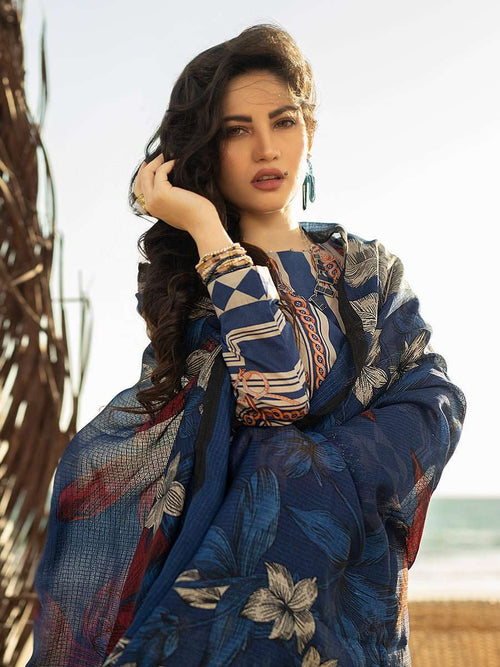 1 & Get 1 Free - Unstitched 3pc Printed Embroidered Lawn Shirt with Chiffon Printed Dupatta Article 307