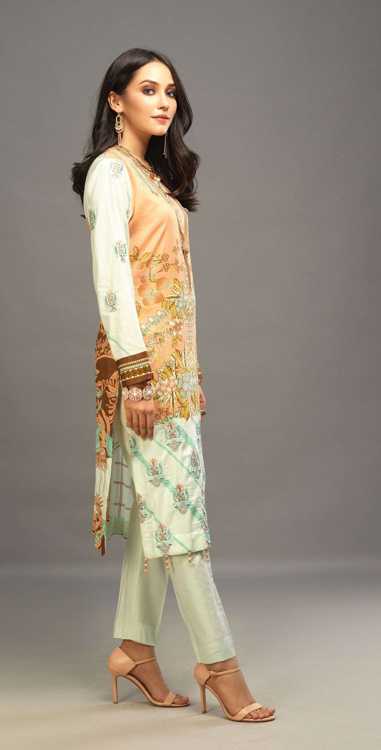 1 & Get 1 Free - Unstitched 3pc Printed Embroidered Lawn Shirt with Woven Khaddi Dupatta - Shades Article 311